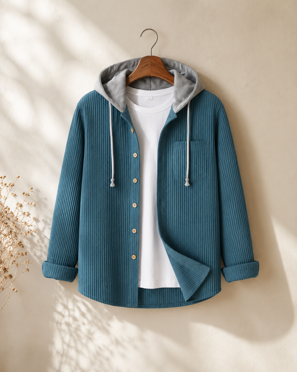 Caspian Corduroy Hooded Overshirt