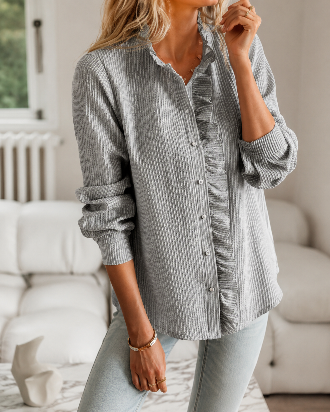 Aurora Ruffle Long Sleeve Shirt