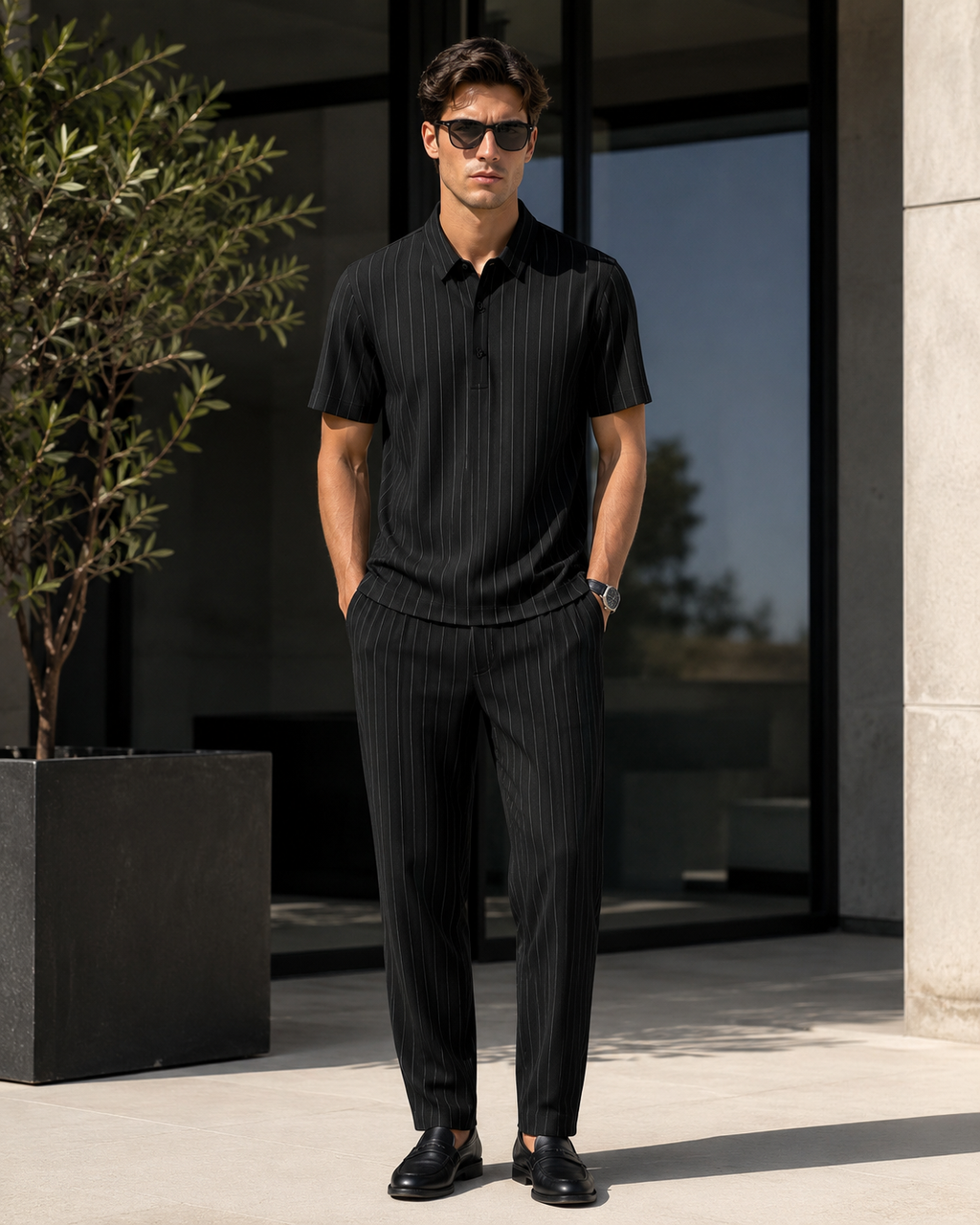 Valerio Pinstripe Two-Piece Set
