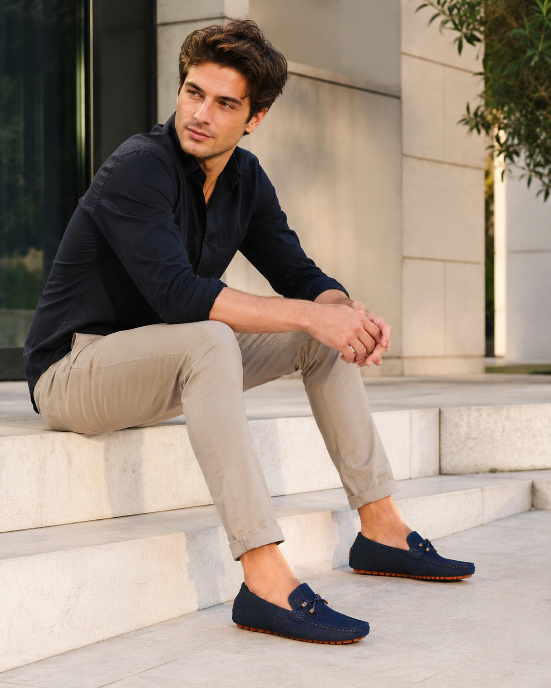 Lucien Perforated Driving Loafers
