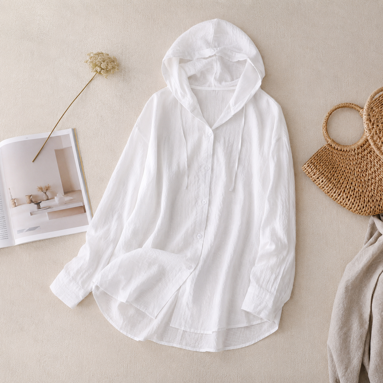 Liora Lightweight Linen Hooded Shirt