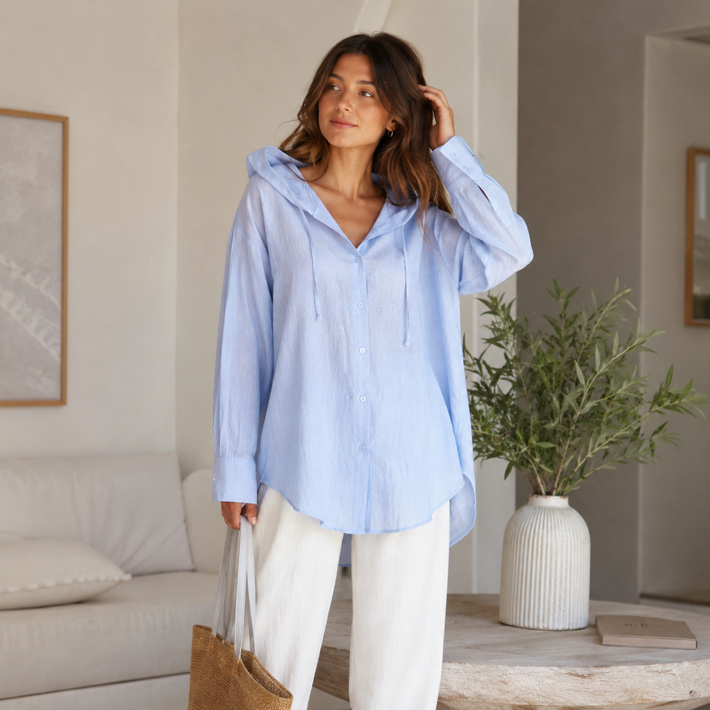 Liora Lightweight Linen Hooded Shirt