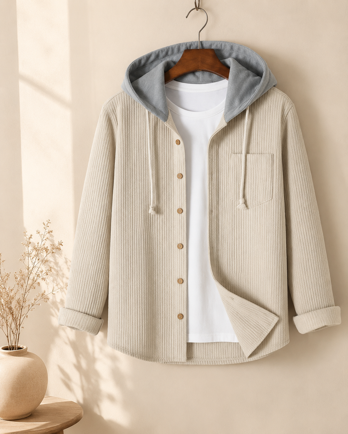 Caspian Corduroy Hooded Overshirt