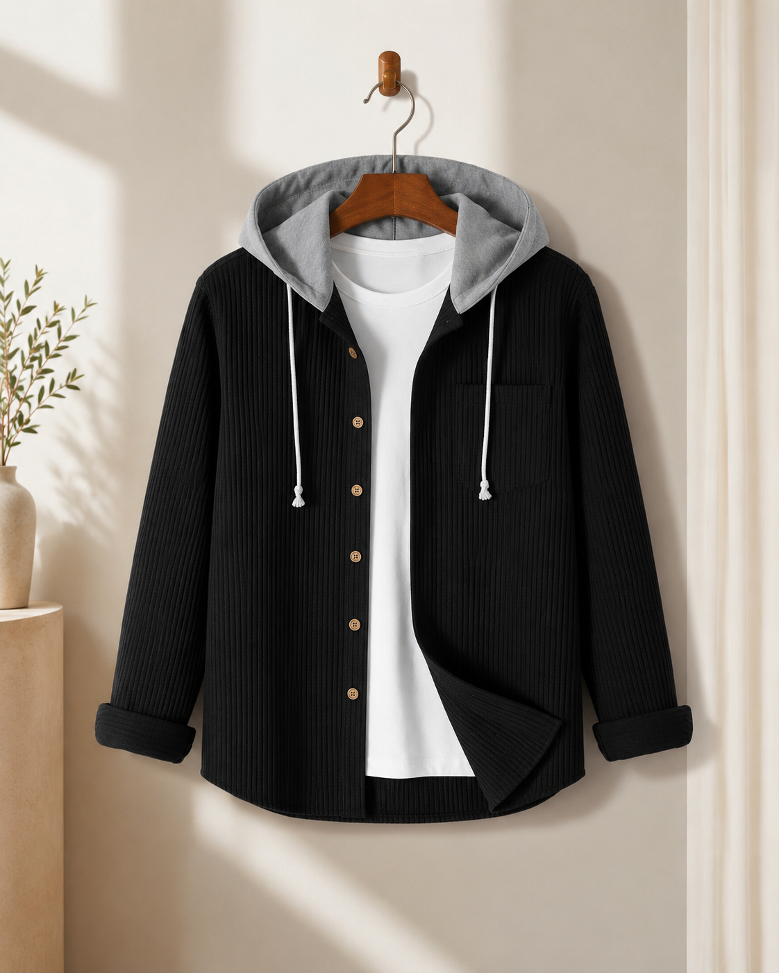 Caspian Corduroy Hooded Overshirt