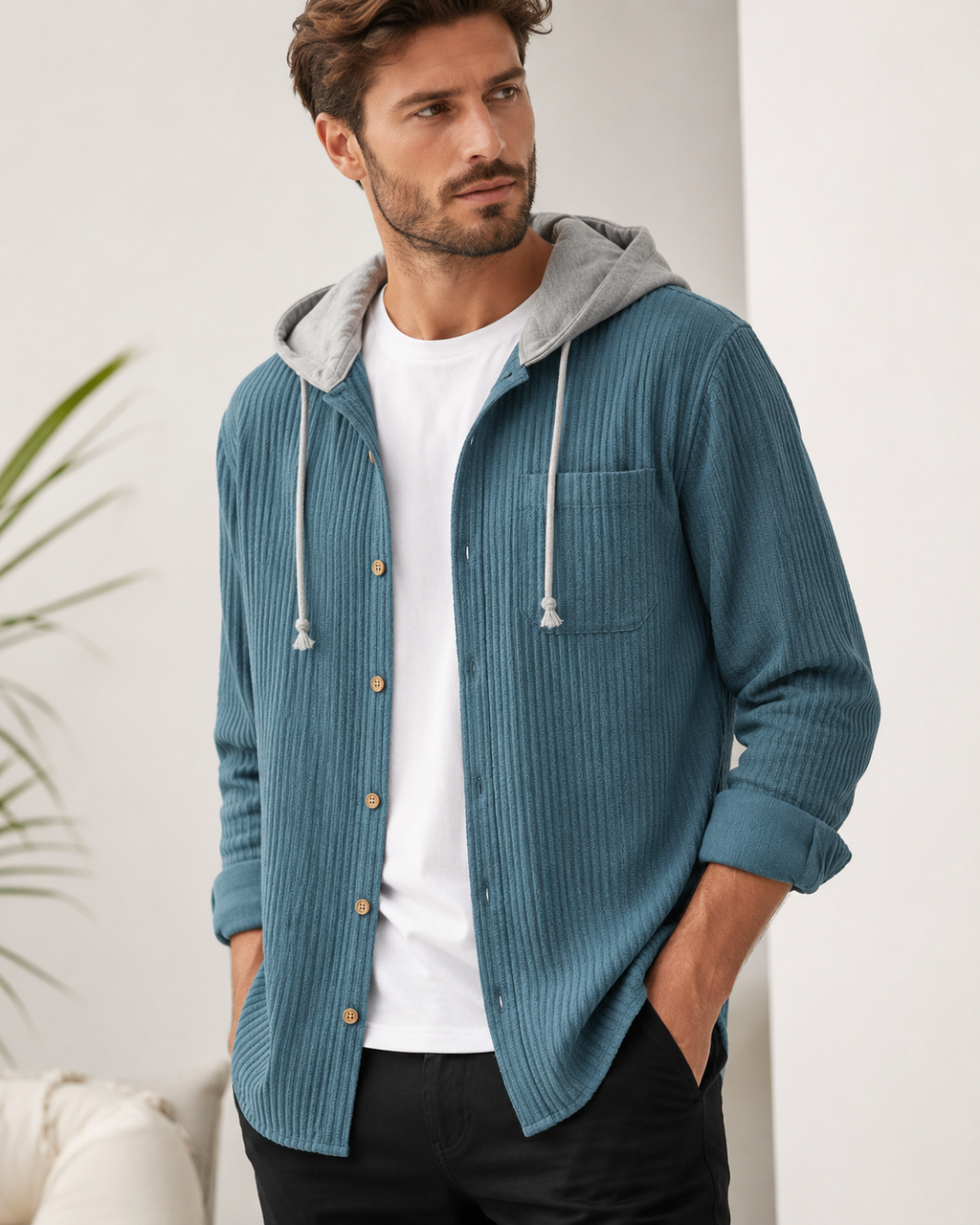 Caspian Corduroy Hooded Overshirt