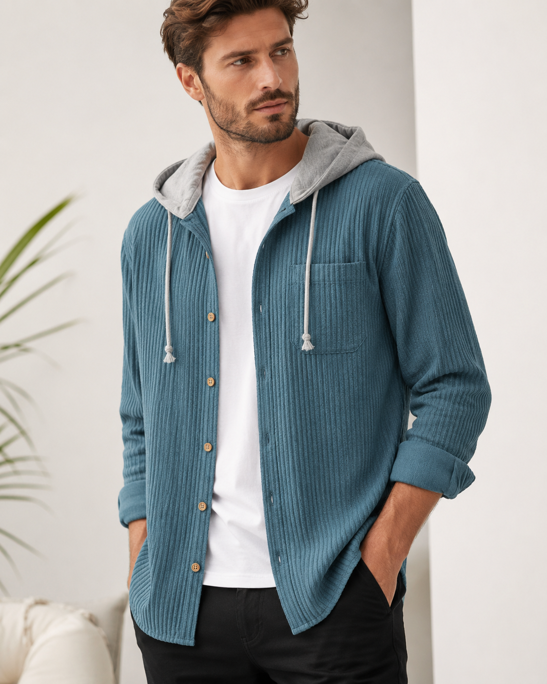 Caspian Corduroy Hooded Overshirt