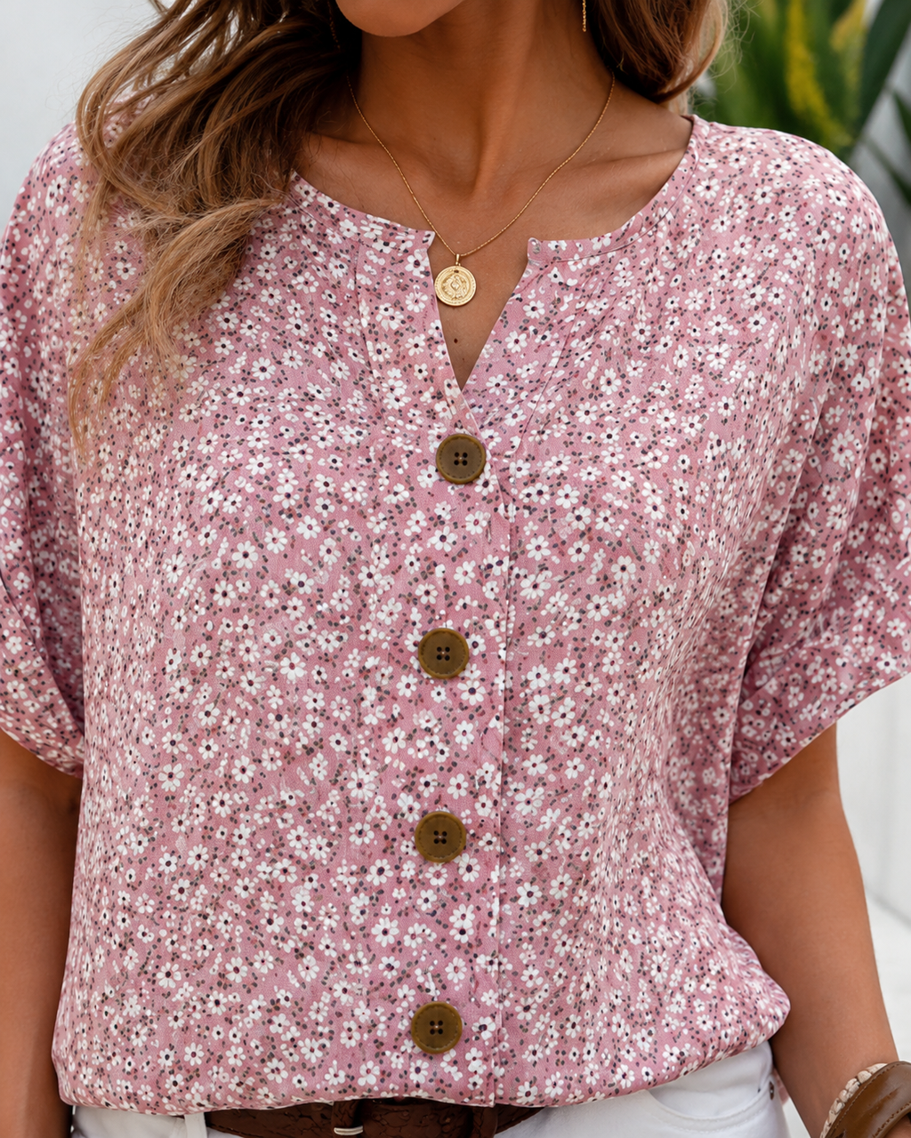 Roselle Floral Button Spring Top