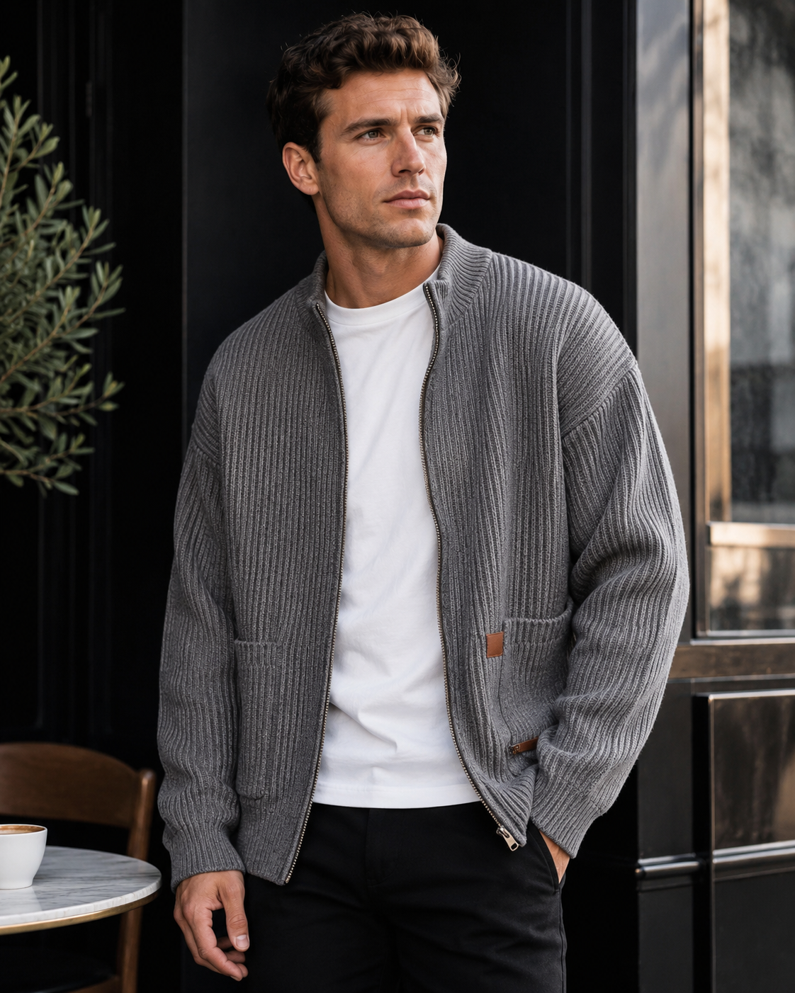 Harper Rib Knit Zip Jacket