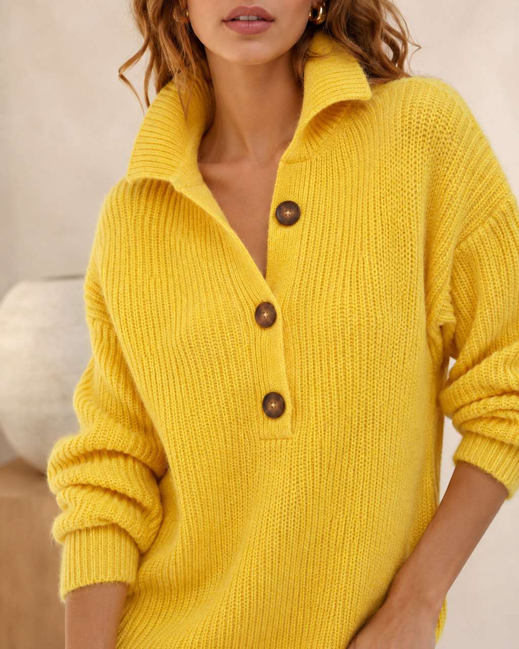 Saffron Button Knit Midi Dress