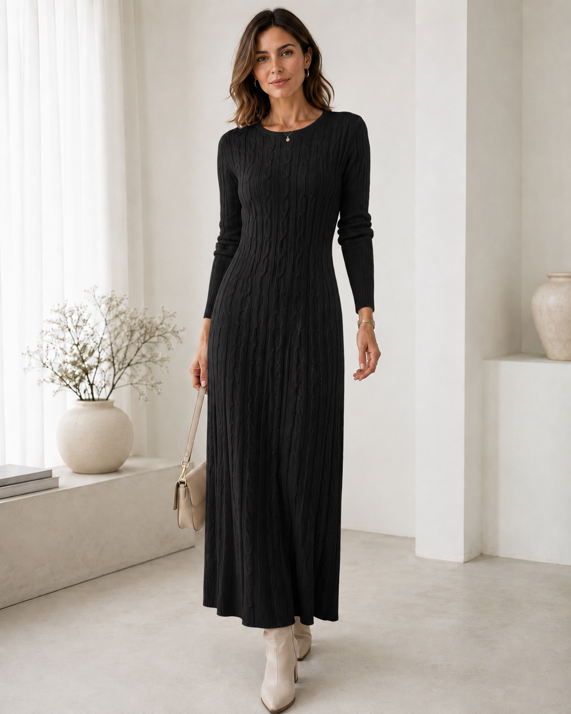 Celeste Cable Knit Maxi Dress