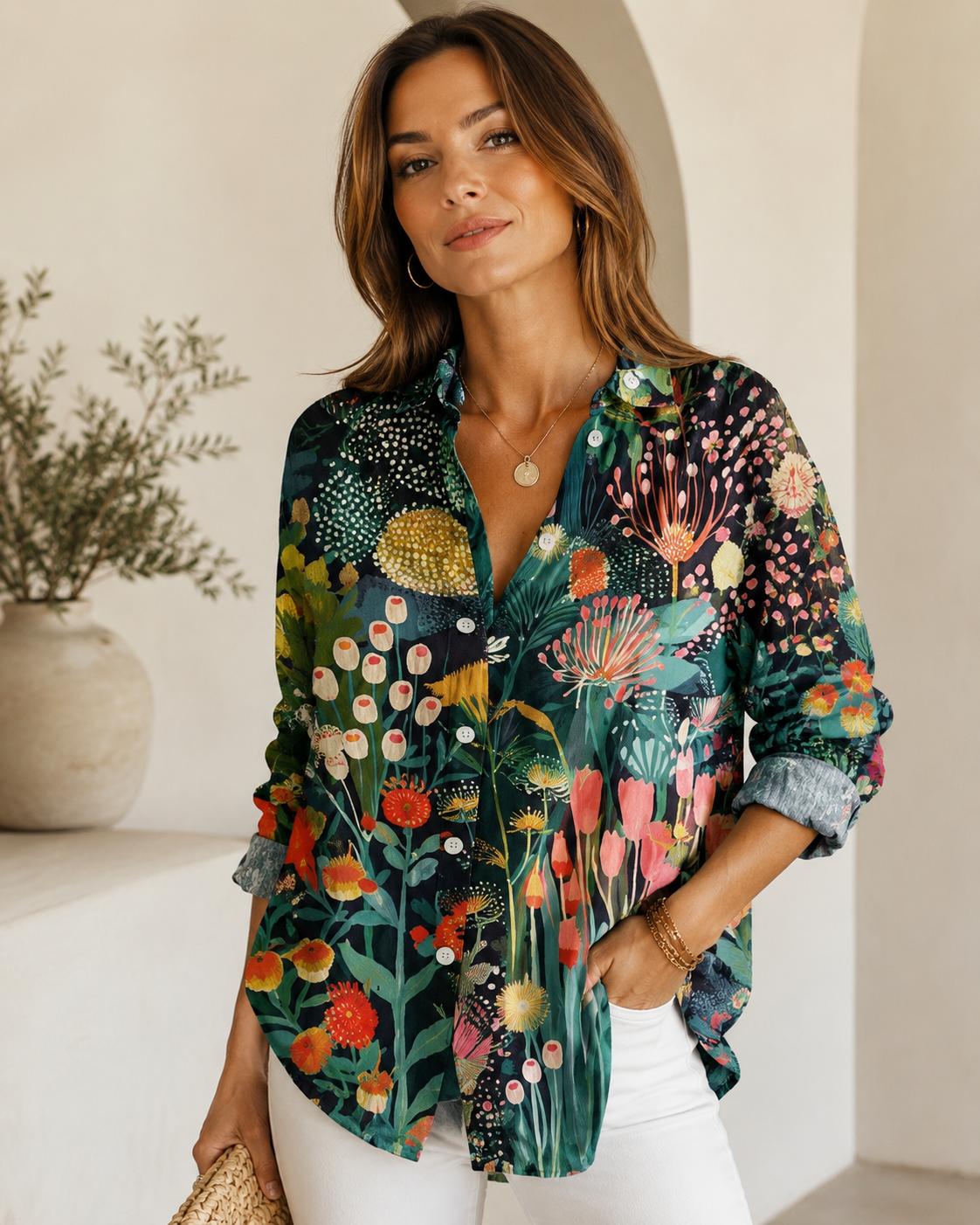 Portobello Floral Button Blouse