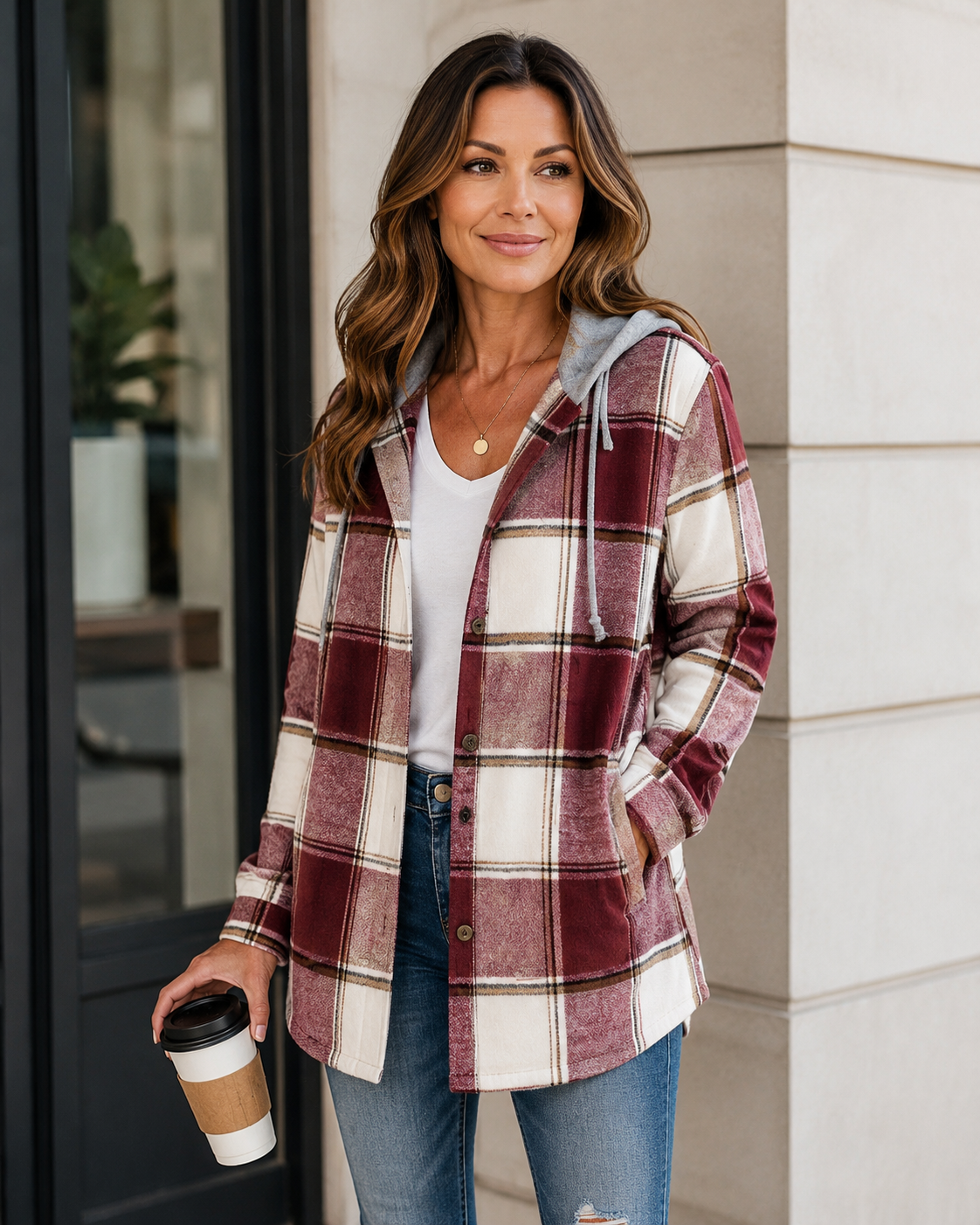 Arden Plaid Hooded Coat