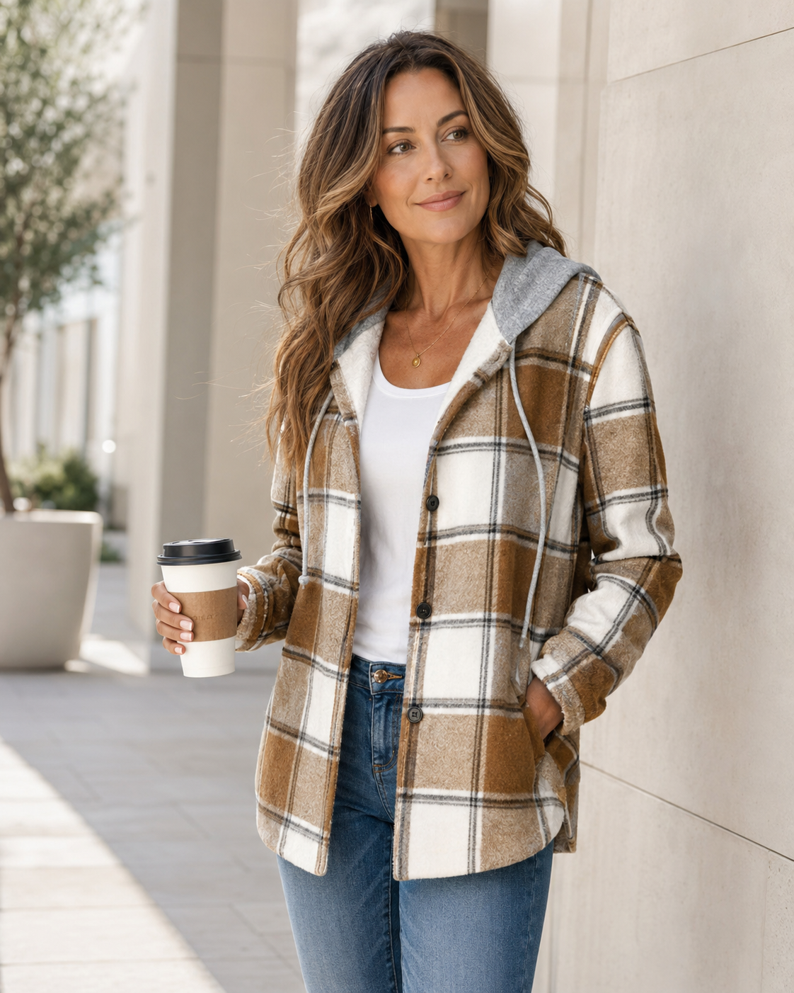 Arden Plaid Hooded Coat