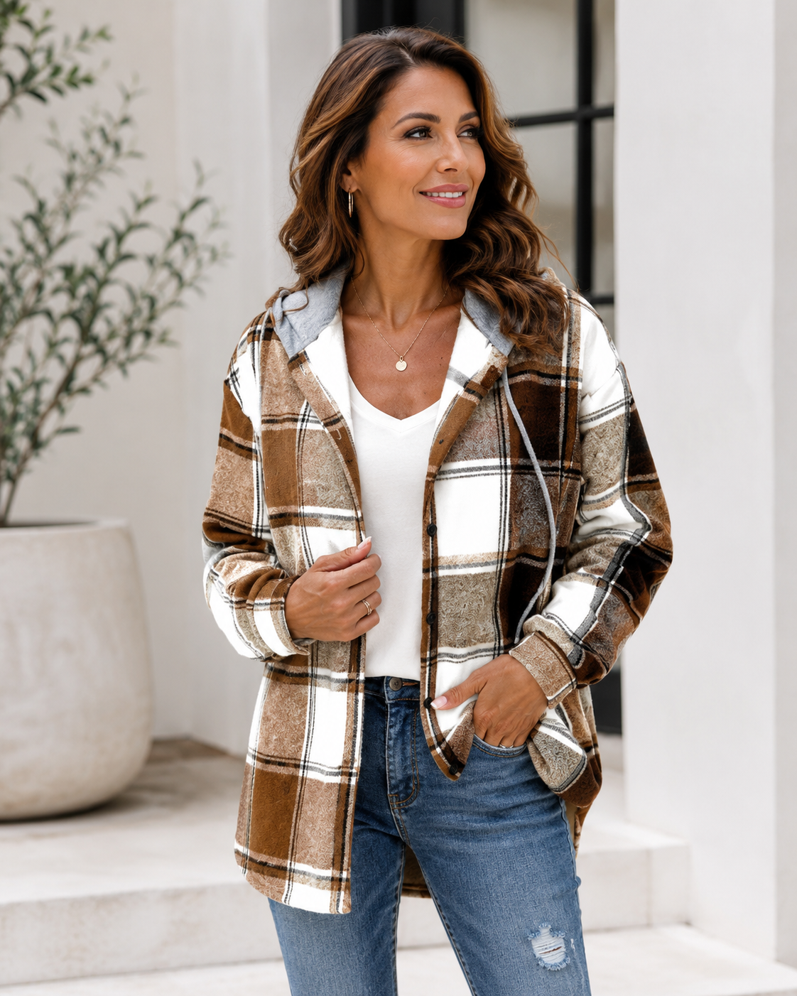 Arden Plaid Hooded Coat