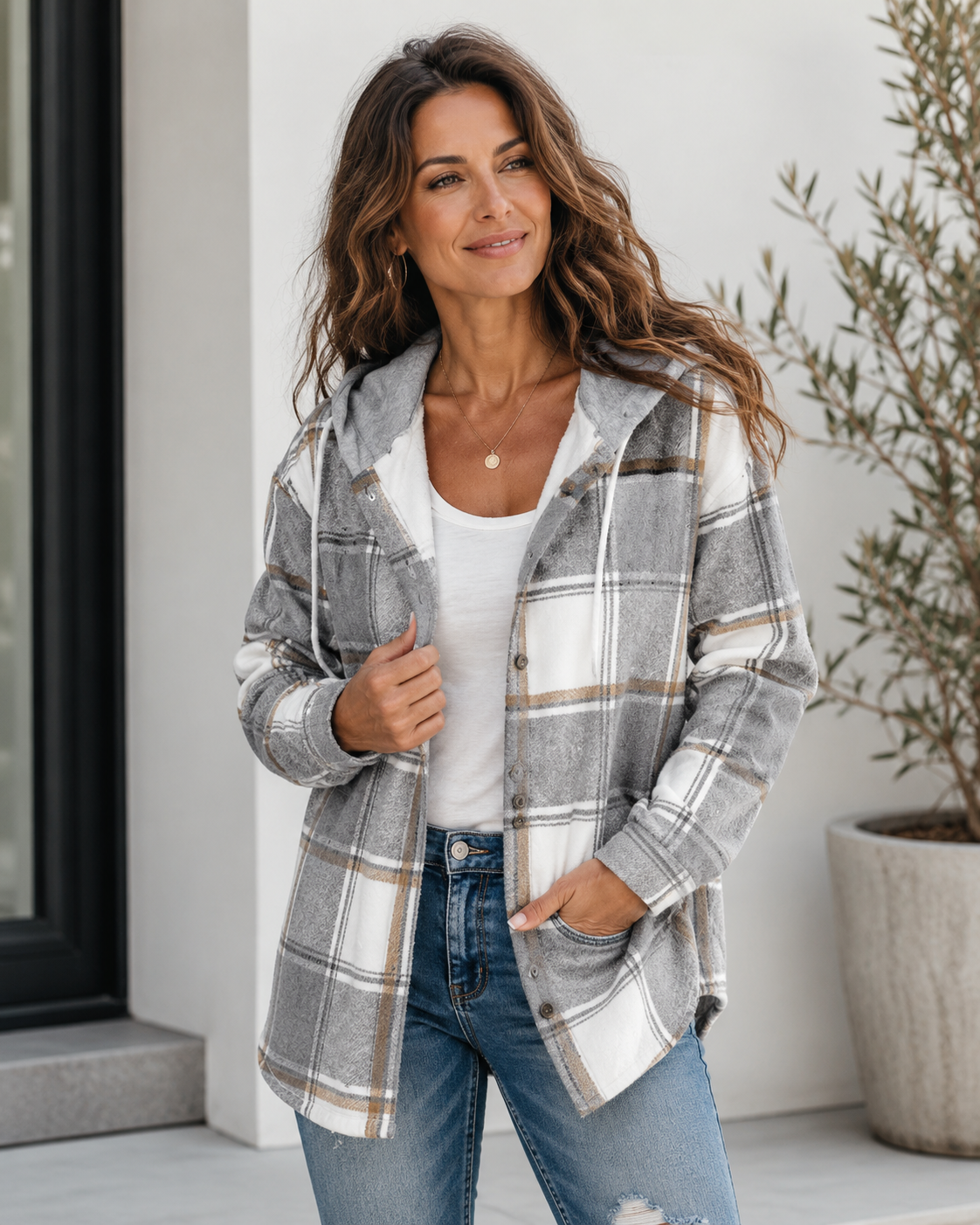 Arden Plaid Hooded Coat